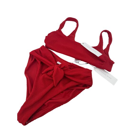 Veronica Beard Bikini Top Azoia Bottom Celeste Scoop-Neck‎ Women's Size XL Red - Picture 4 of 10